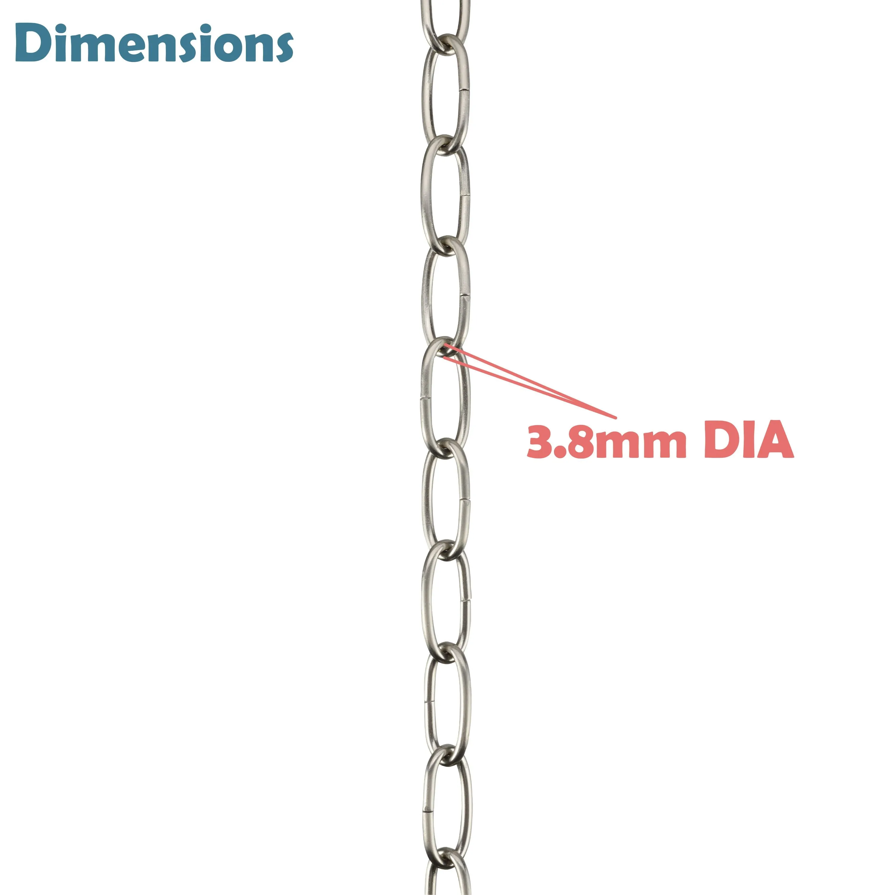 # 21106-31,Steel 10 Feet Heavy Duty Chain for Hanging Up Maximum Weight 50 Pounds-Lighting Fixture/Swag Light/Plant in Brushed Nickel.9 Gauge.