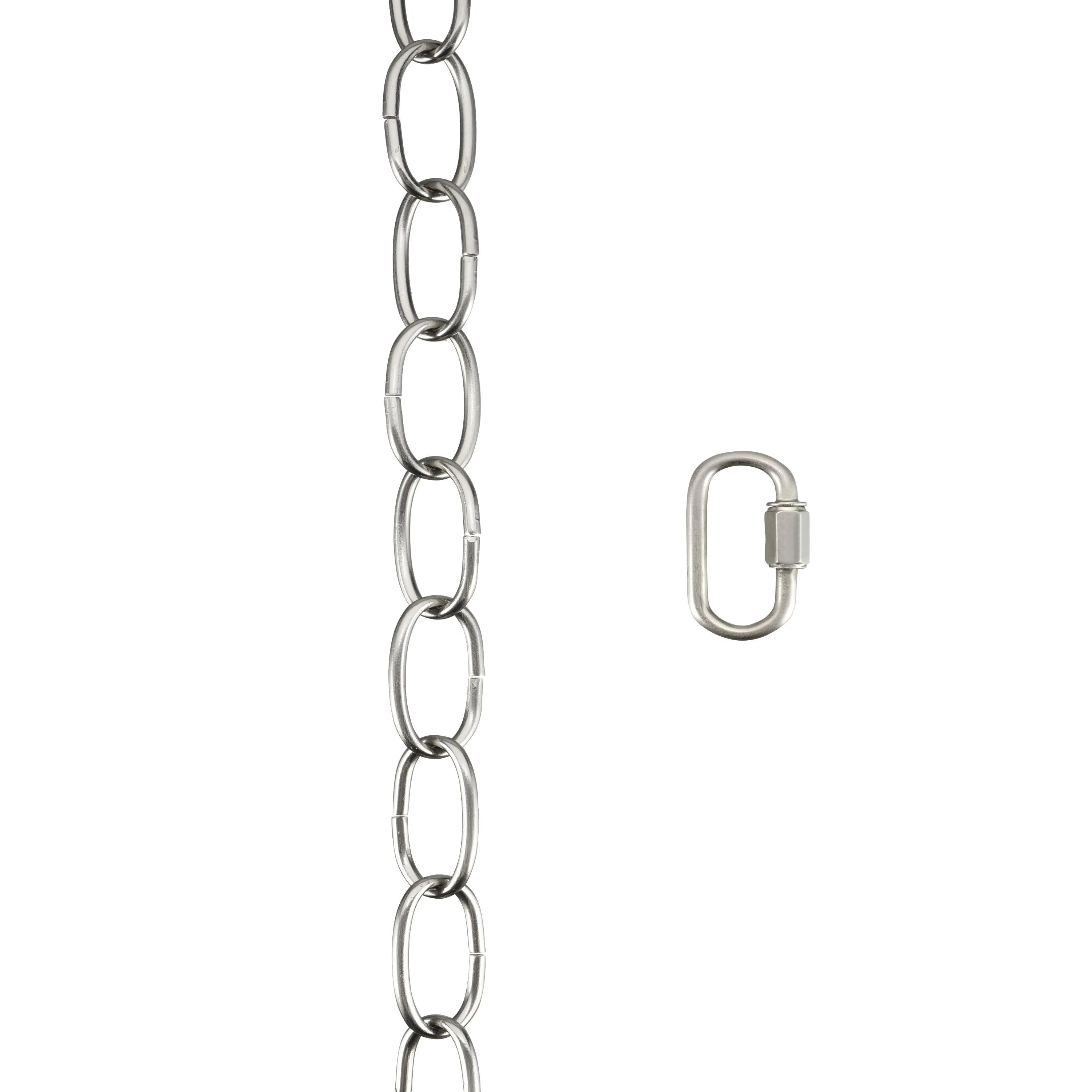 # 21107-31,Steel 20 Feet Heavy Duty Chain & Quick Link Connector for Hanging Up Maximum Weight 40 Pounds-Lighting Fixture/Swag Light/Plant in Brushed Nickel.11 Gauge.