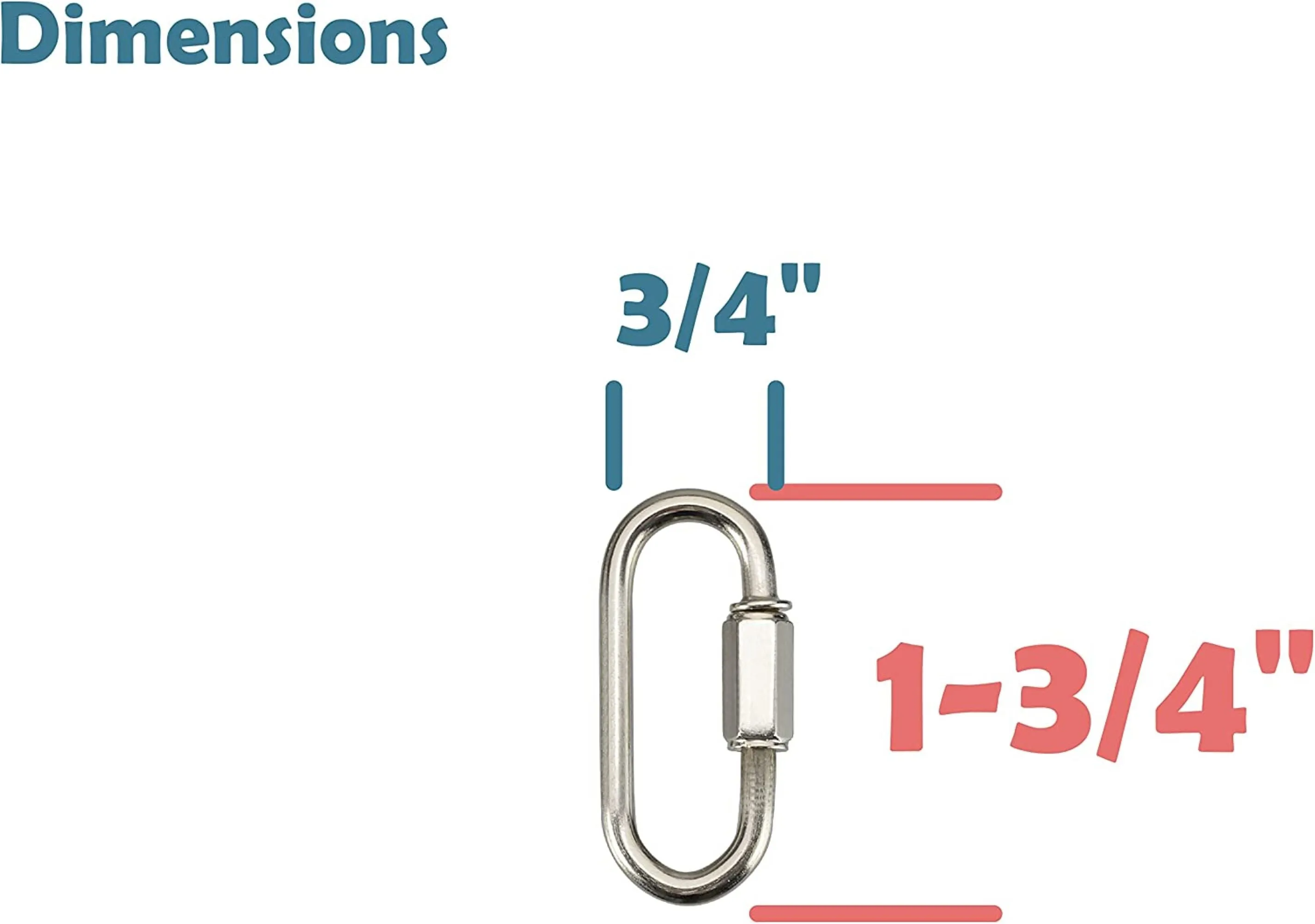 # 21112-11,10 Pack Heavy Duty Chain Connecting Link.Size:1-3/4"L x 3/4"W. Finish:Nickel.Gauge:4mm.