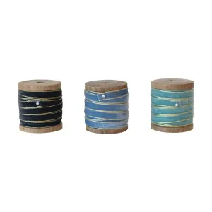 10 Yard Velvet Ribbon w/ Metallic Edges on Wood Spool