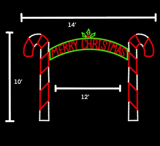 12' Merry Christmas Candy Cane Arch