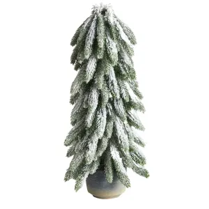 21” Flocked Artificial Christmas Tree in Decorative Planter