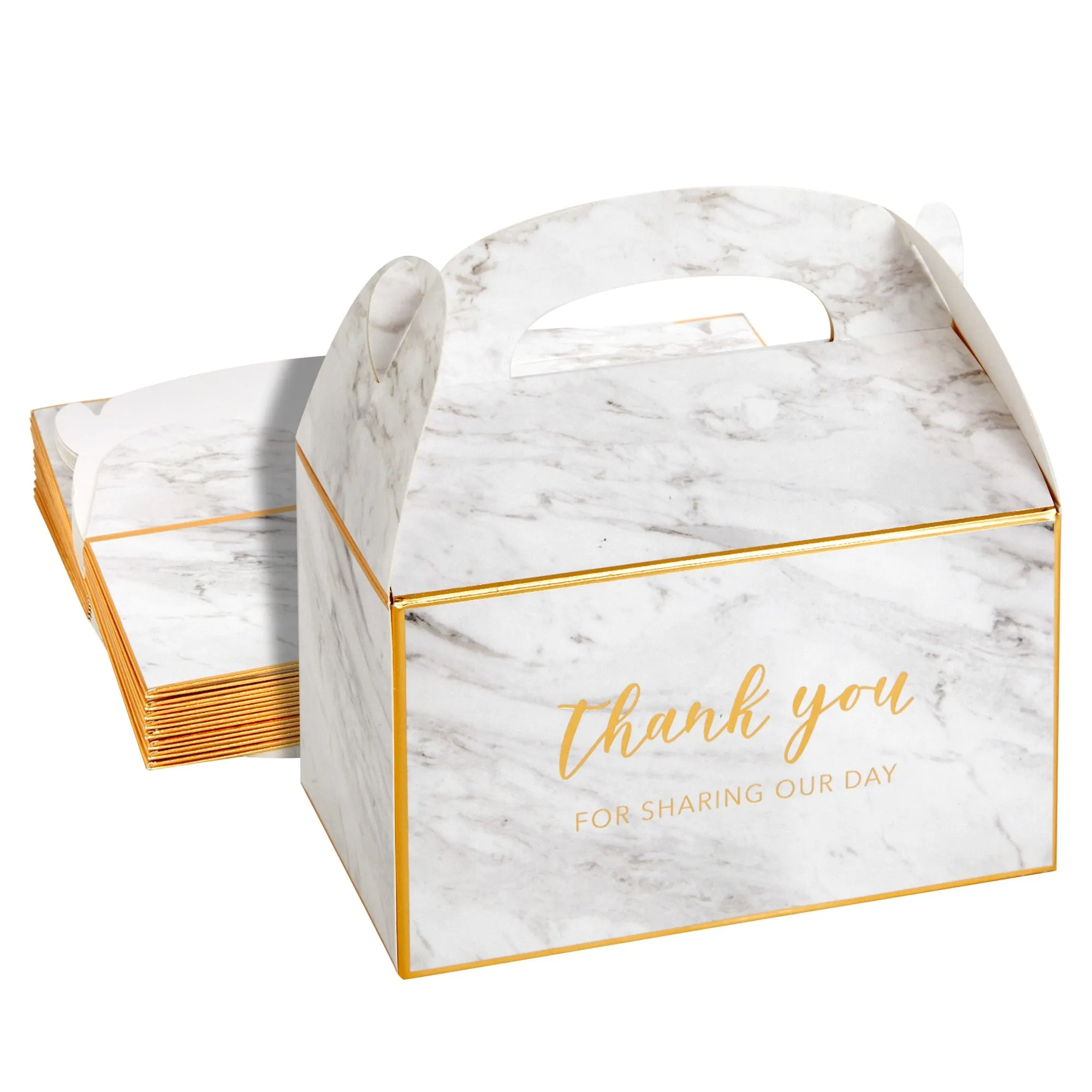 24-Pack 6.3x3.5x3.5-Inch White Party Favor Gable Boxes, Thank You Gift Boxes for Birthday, Wedding, and Baby Shower Celebrations