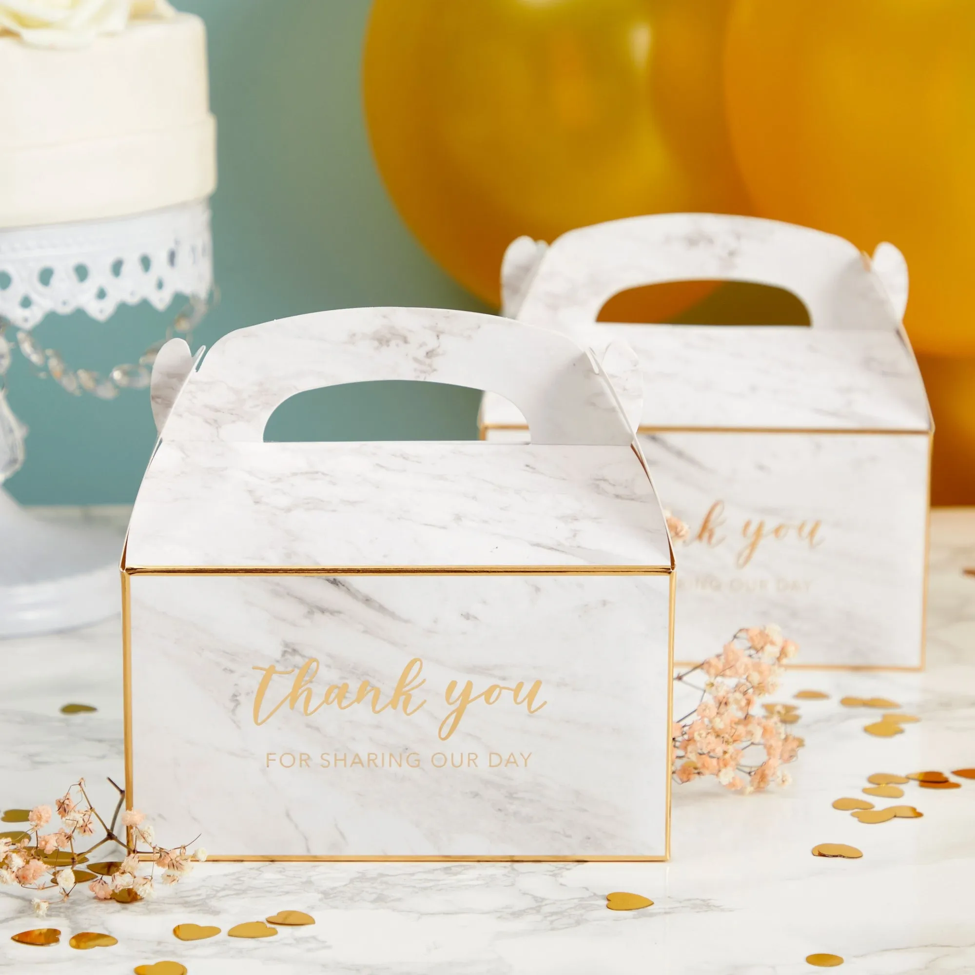 24-Pack 6.3x3.5x3.5-Inch White Party Favor Gable Boxes, Thank You Gift Boxes for Birthday, Wedding, and Baby Shower Celebrations