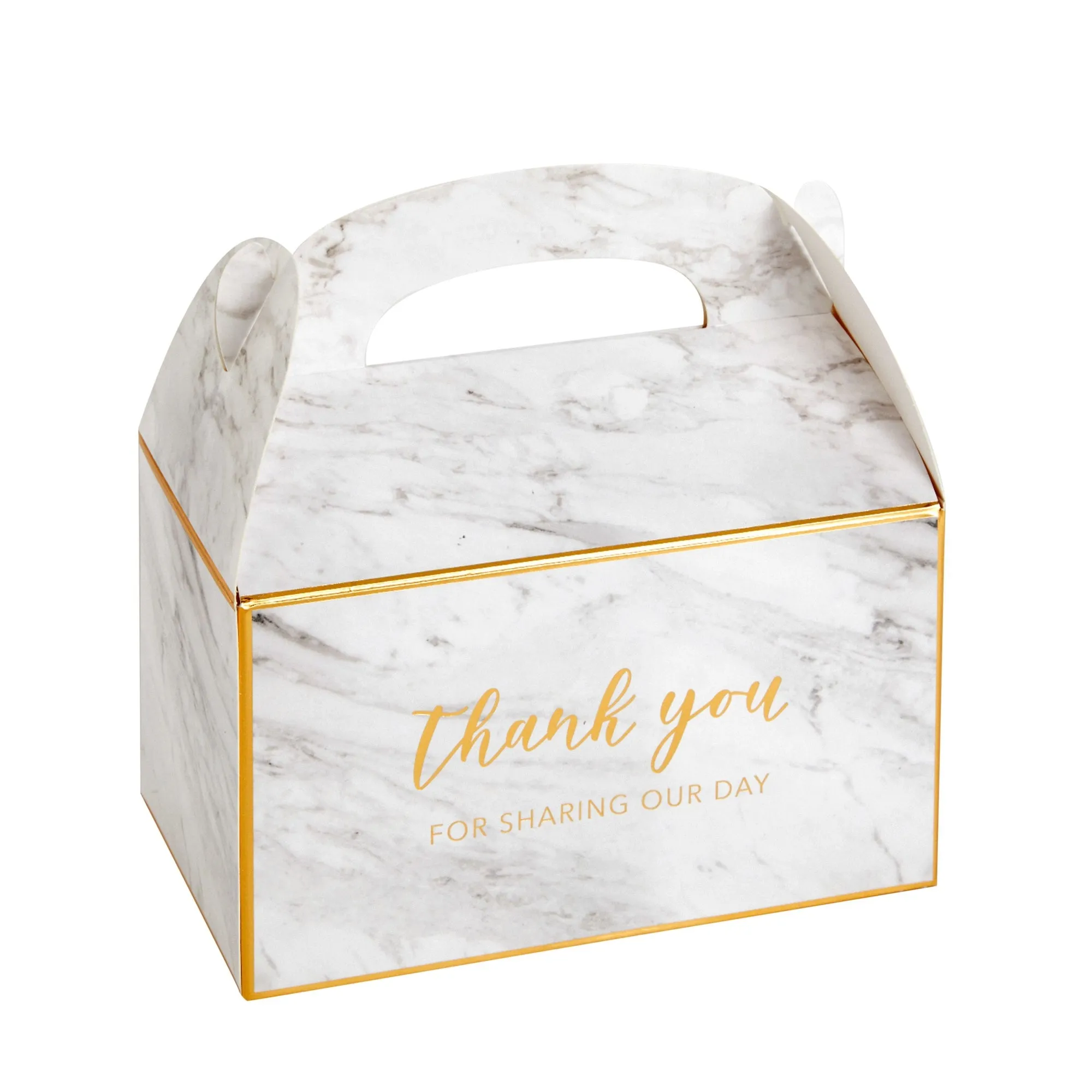 24-Pack 6.3x3.5x3.5-Inch White Party Favor Gable Boxes, Thank You Gift Boxes for Birthday, Wedding, and Baby Shower Celebrations