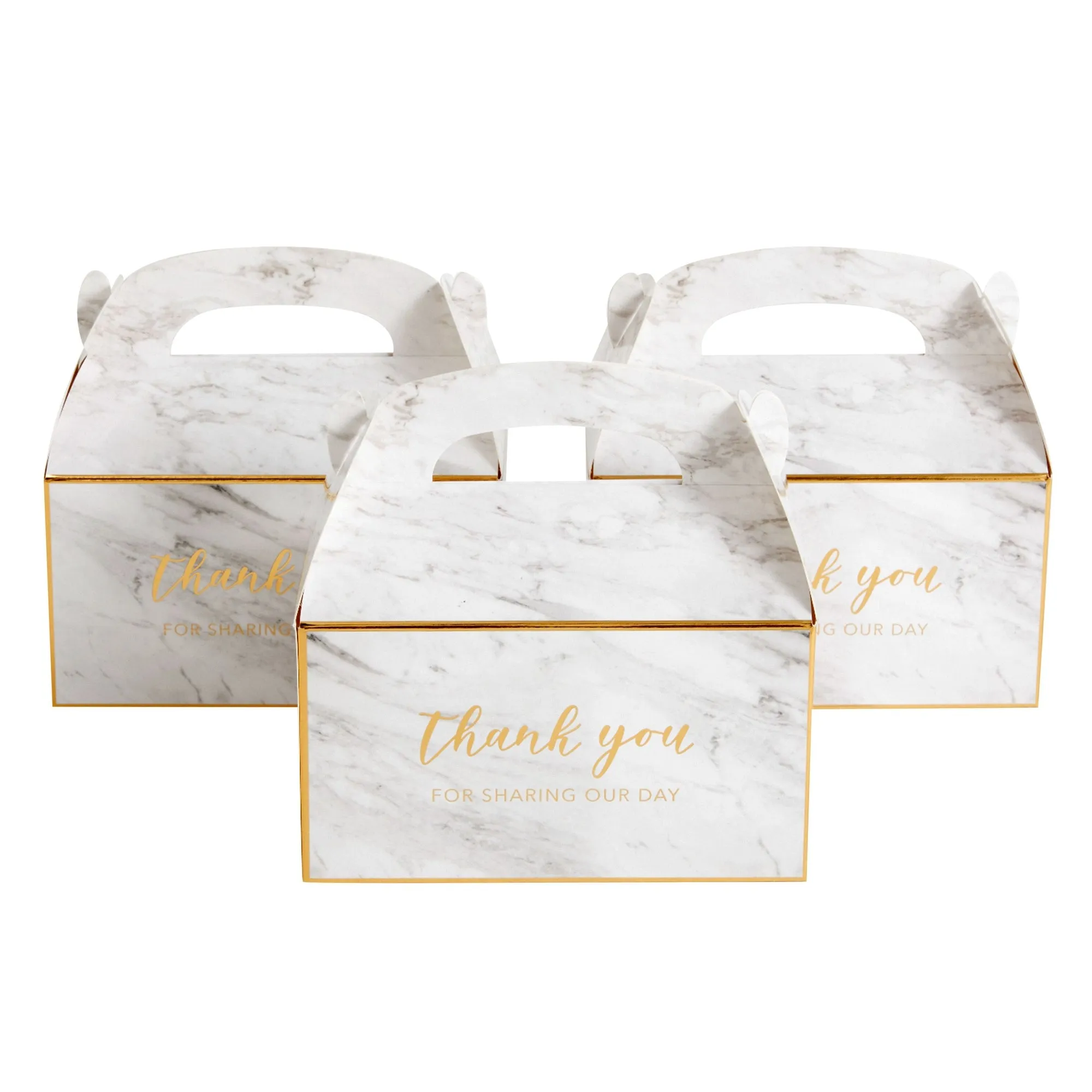 24-Pack 6.3x3.5x3.5-Inch White Party Favor Gable Boxes, Thank You Gift Boxes for Birthday, Wedding, and Baby Shower Celebrations