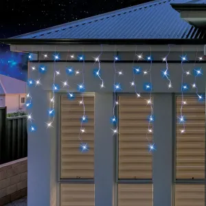 400 Blue and White Solar Icicle Lights