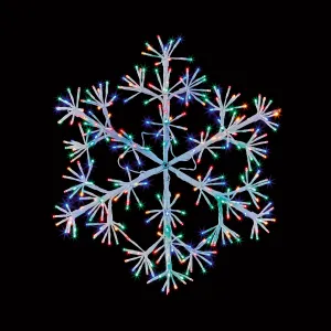 60cm White Starburst Snowflake with 300 Multi-Coloured & Vintage Gold LED Lights