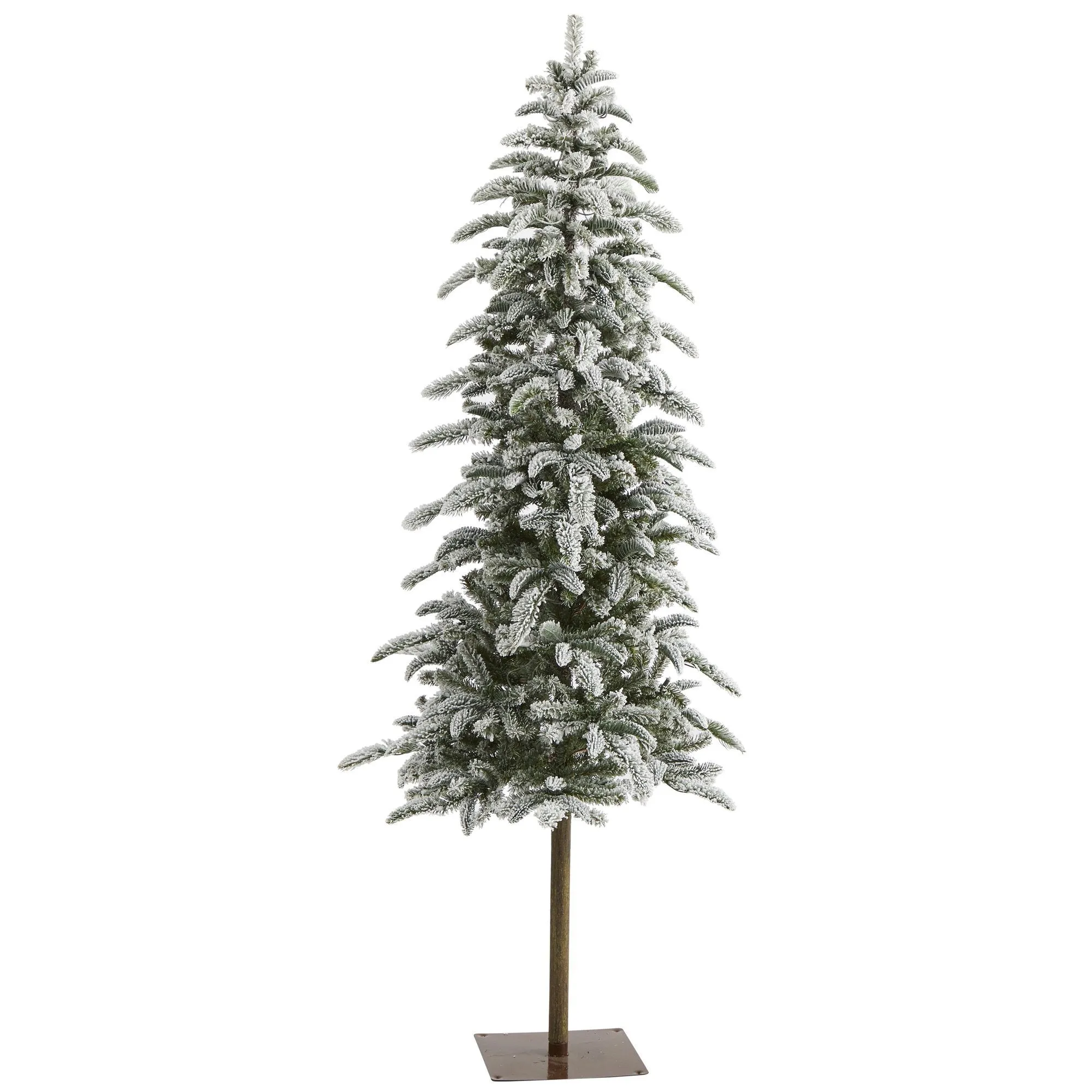 6.5’ Flocked Washington Alpine Artificial Christmas Tree with 250 White Warm LED Lights and 637 Bendable Branches