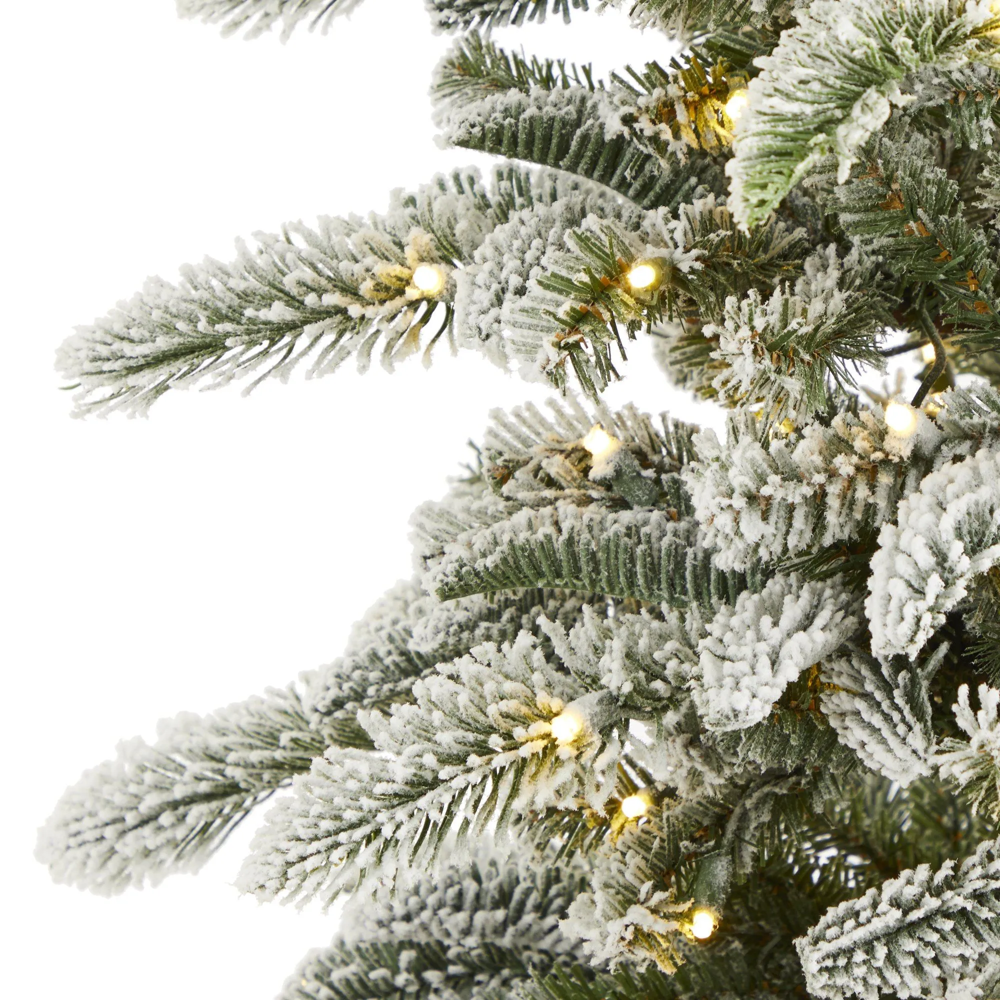 6.5’ Flocked Washington Alpine Artificial Christmas Tree with 250 White Warm LED Lights and 637 Bendable Branches