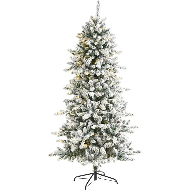 6.5ft. Pre-Lit Flocked Livingston Fir Artificial Christmas Tree