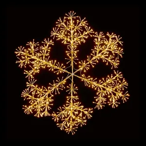 660 LEDs Gold Starburst Snowflake 90cm with Timer- Warm White