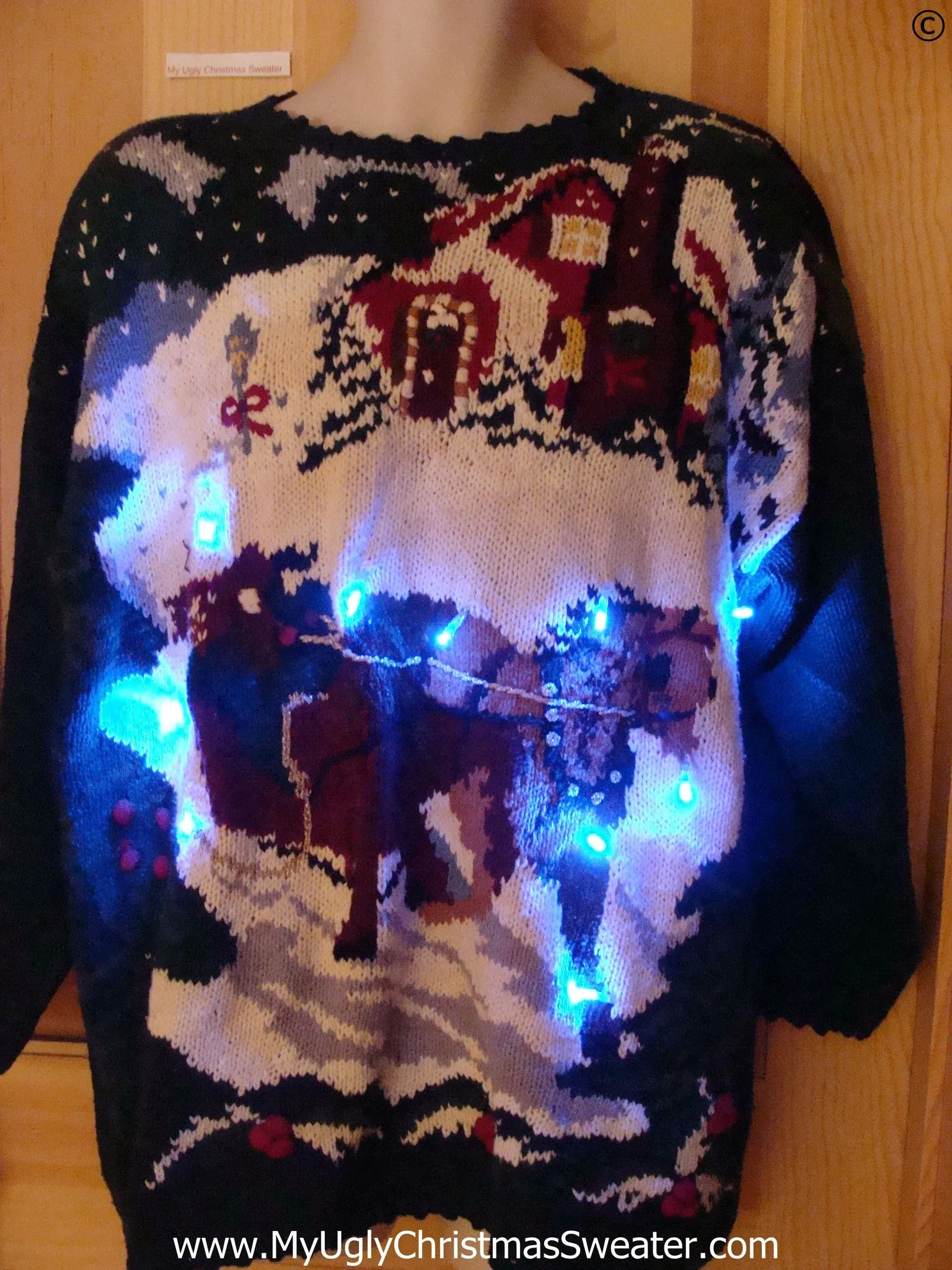 80s Christmas Sweater Horse with Lights (g270)