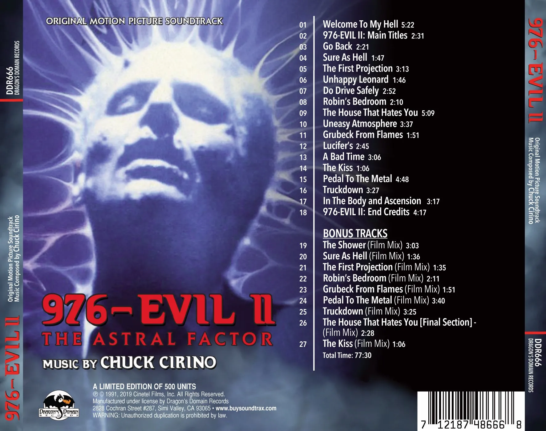 976-EVIL 2: THE ASTRAL FACTOR - Original Soundtrack by Chuck Cirino