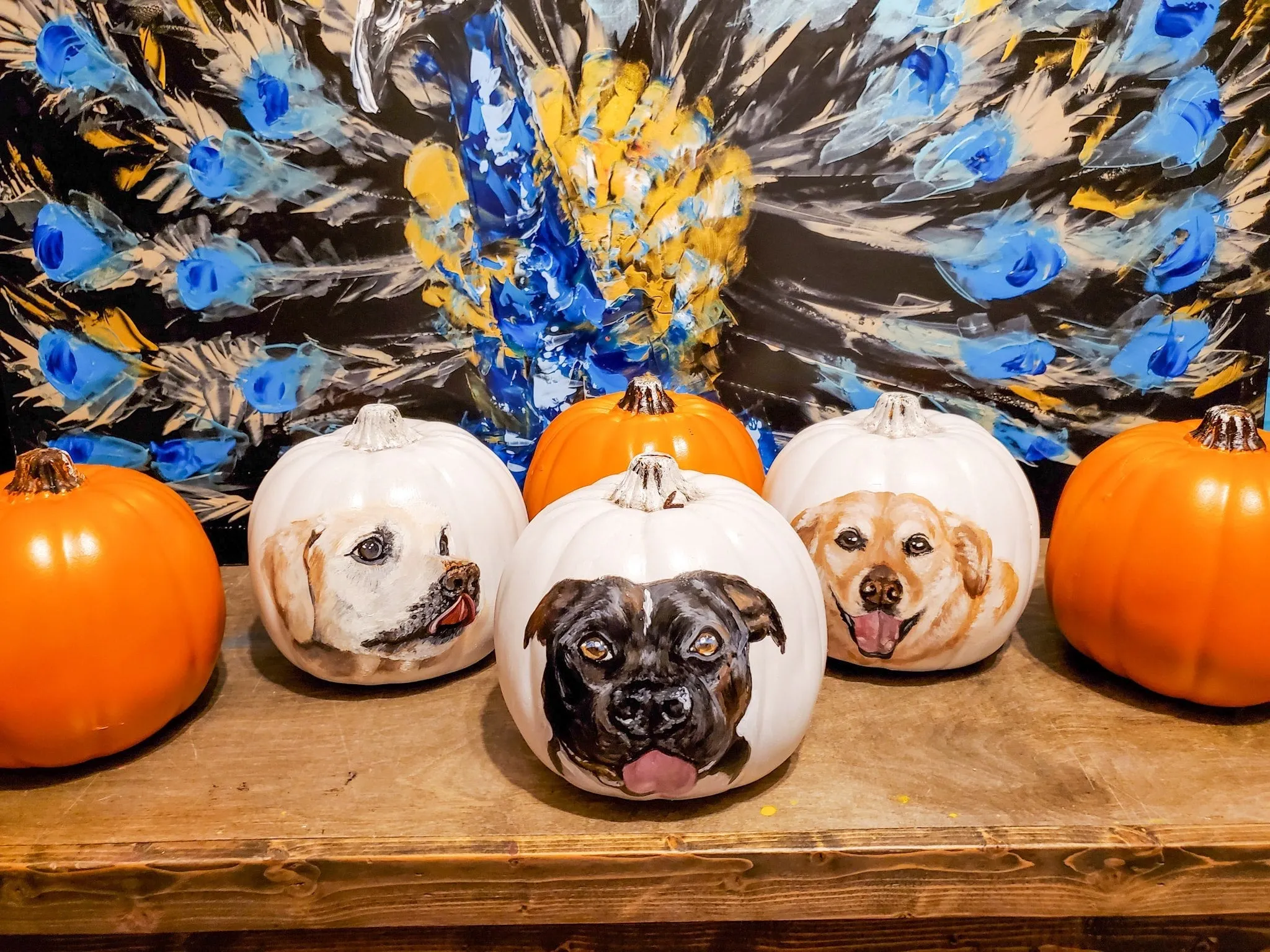 9" Rustic White Pumpkin Pet Portrait