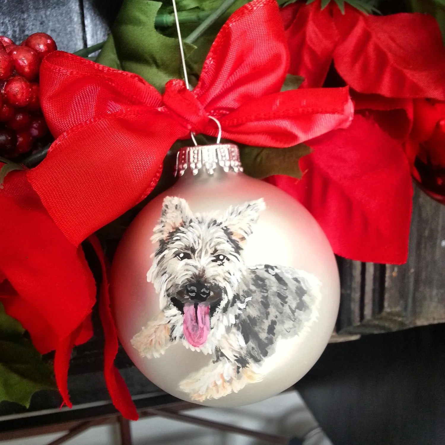 9" Rustic White Pumpkin Pet Portrait