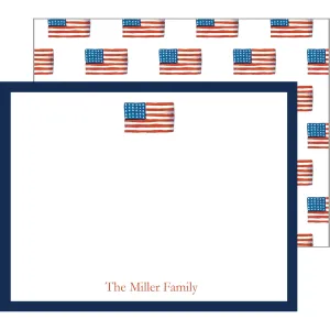 American Flag Personalized Flat Notecards