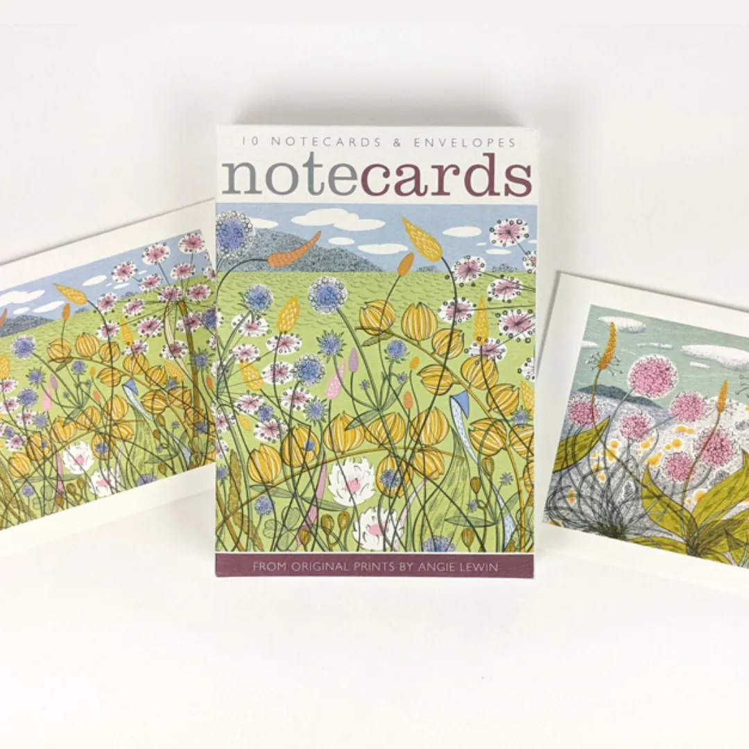 Angie Lewin Set of 10 Notecards - Machair/Plantain and Thrift