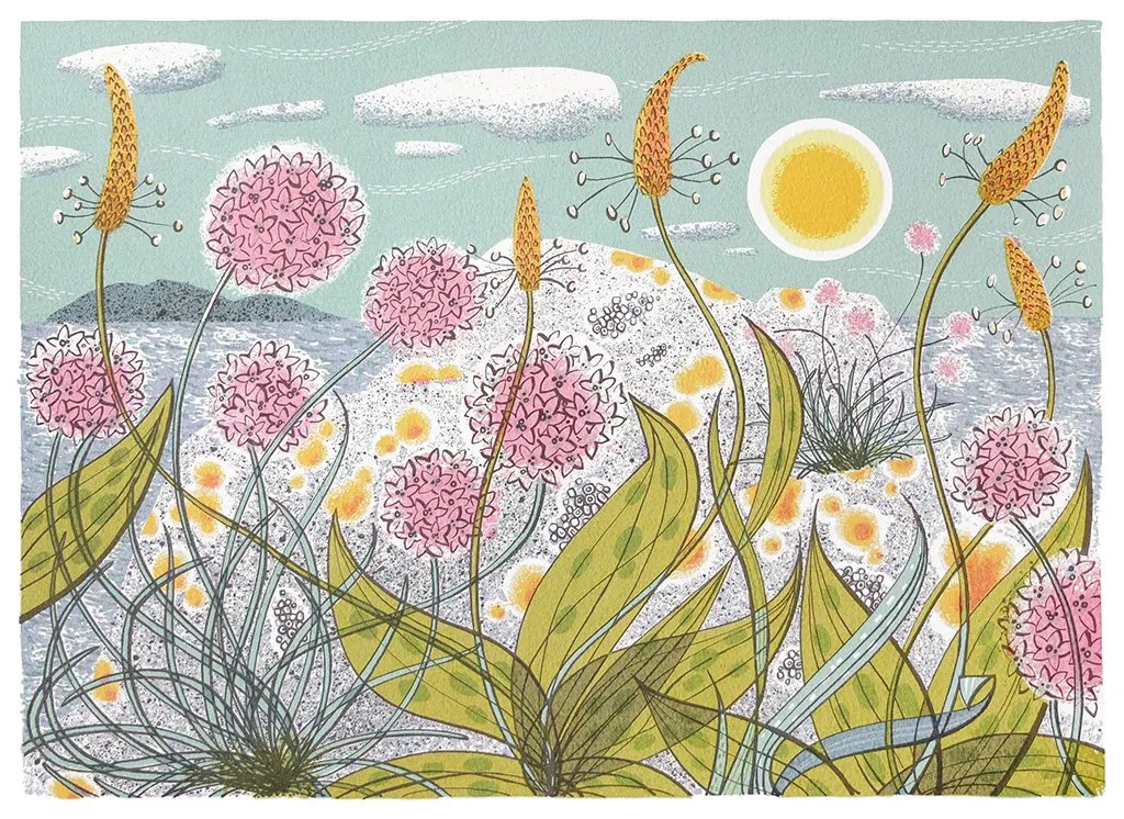 Angie Lewin Set of 10 Notecards - Machair/Plantain and Thrift