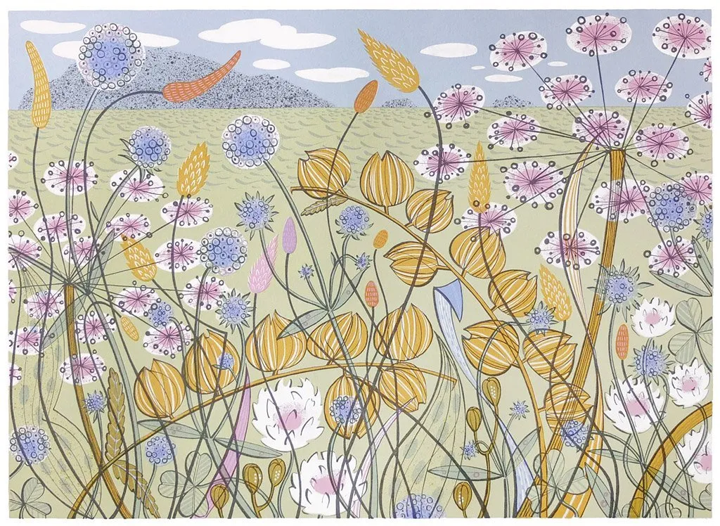 Angie Lewin Set of 10 Notecards - Machair/Plantain and Thrift