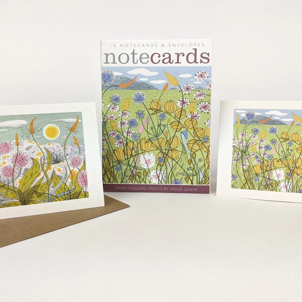 Angie Lewin Set of 10 Notecards - Machair/Plantain and Thrift