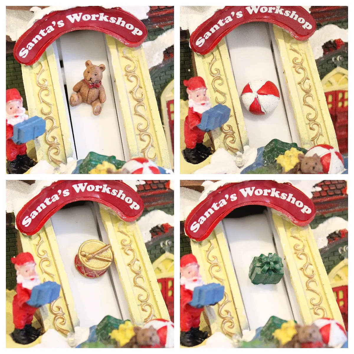 Animated Christmas Village Santa's Workshop Moving Conveyor w/ LED Lights Music