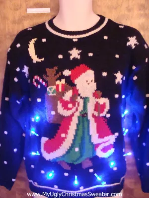 Best Fancy Santa 2sided Light Up Ugly Christmas Jumper