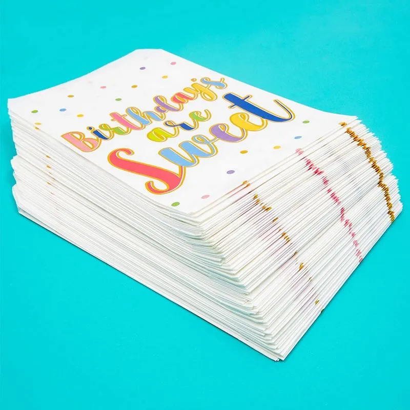 Birthdays are Sweet, Party Favor Goodie Bags (5 x 7.5 In, 100 Pack)