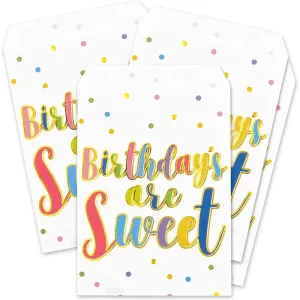 Birthdays are Sweet, Party Favor Goodie Bags (5 x 7.5 In, 100 Pack)