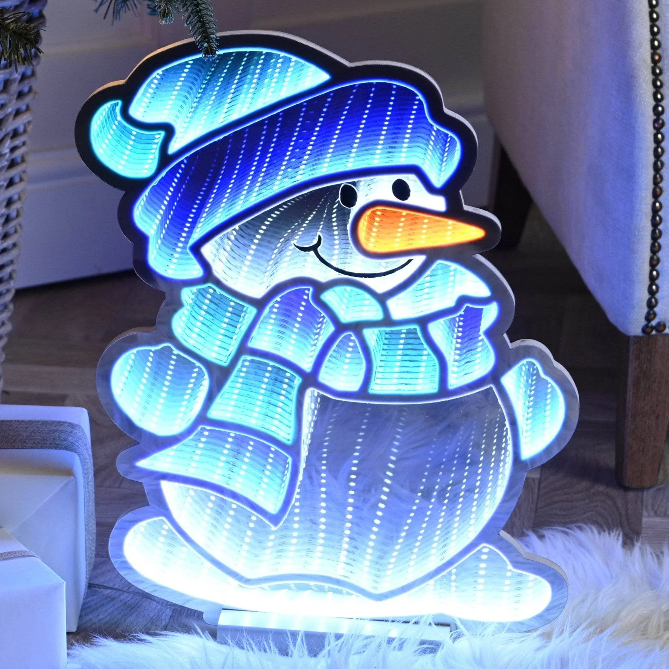 Blue Snowman Infinity Light - 40cm