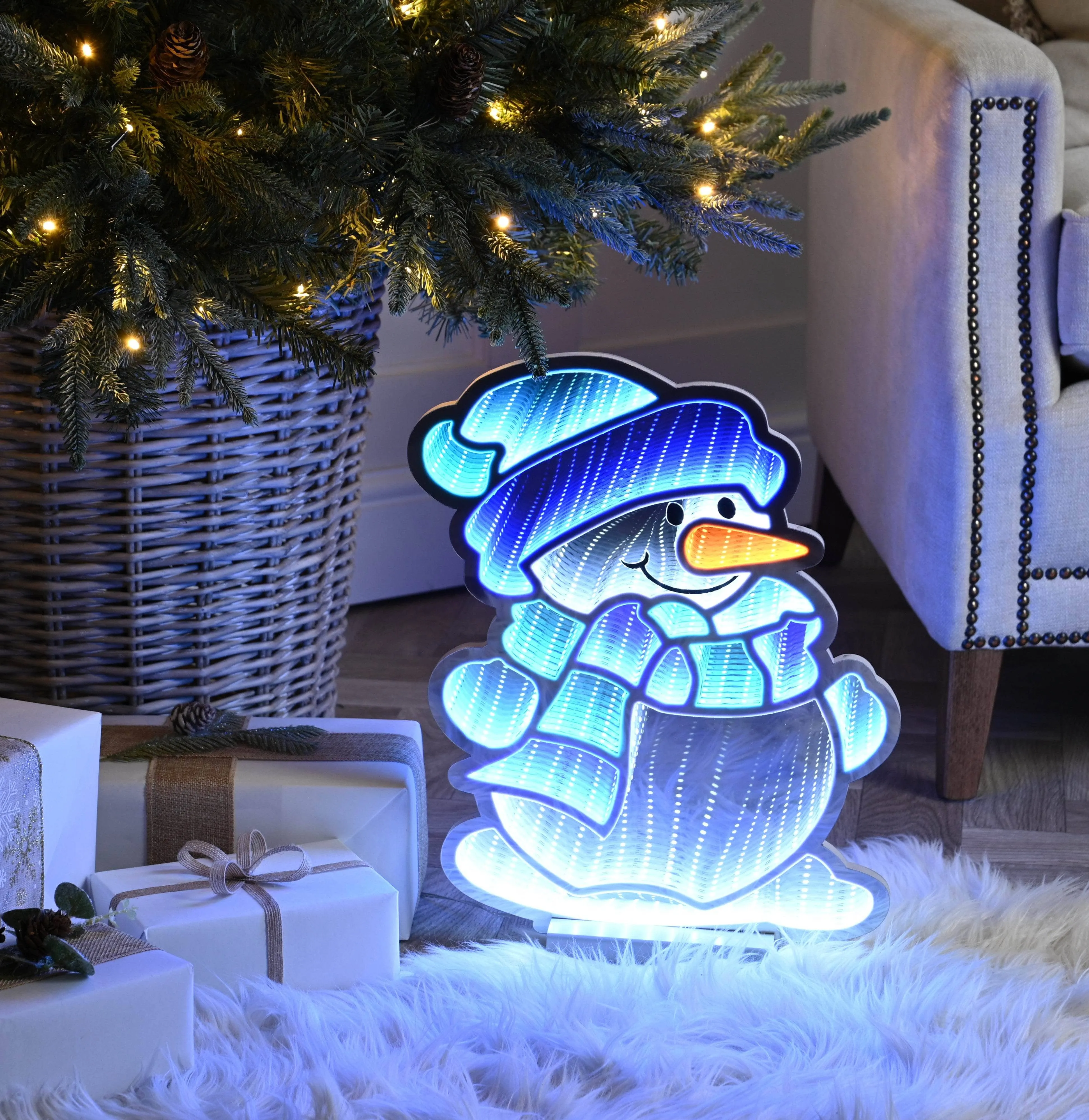 Blue Snowman Infinity Light - 40cm