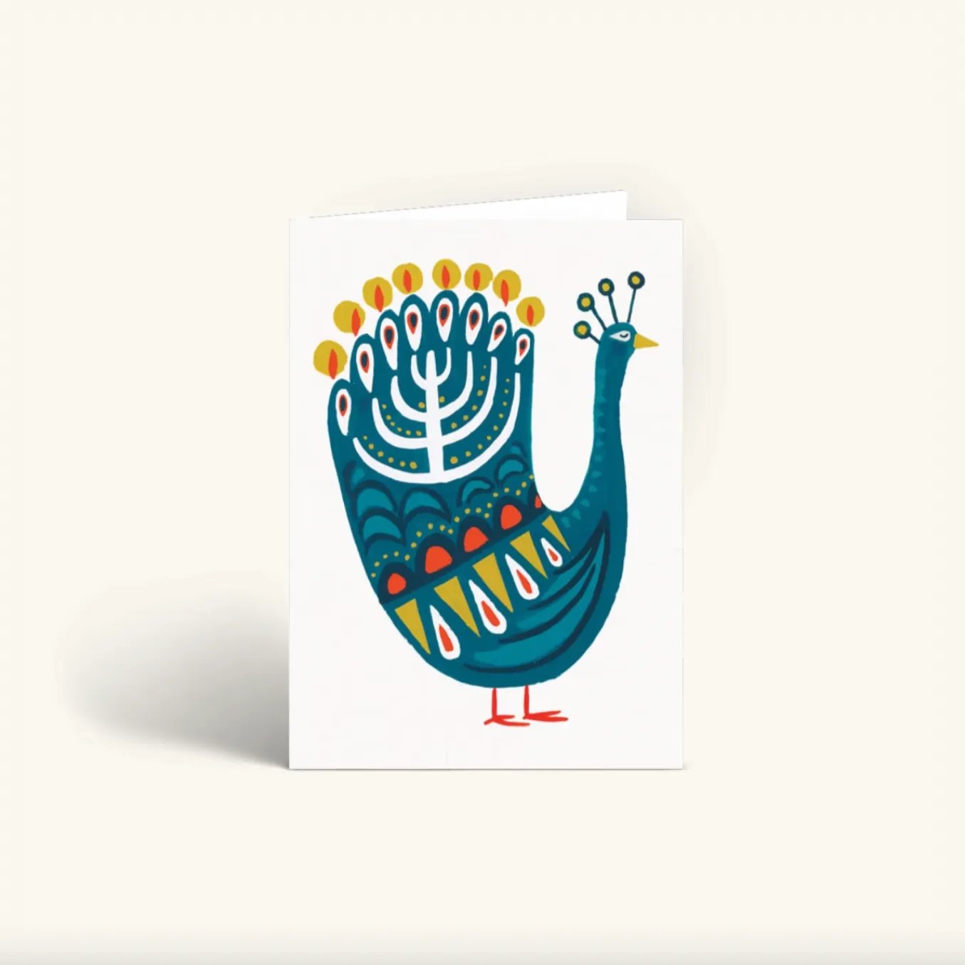 Bright Peacock Hanukkah Card by Idlewild