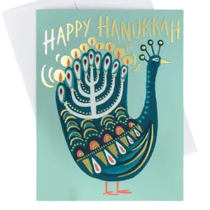 Bright Peacock Hanukkah Card by Idlewild