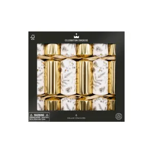 Celebration Crackers Deluxe Golden Botanical Christmas Crackers 30cm (Set of 6)