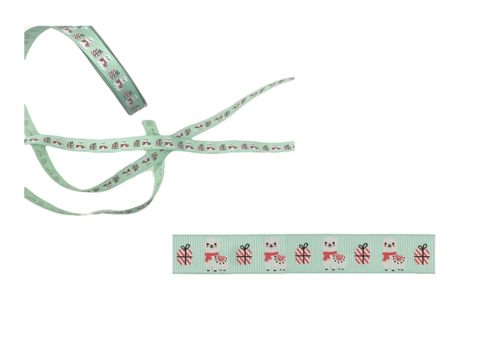 Christmas Grosgrain Ribbon - Llamas