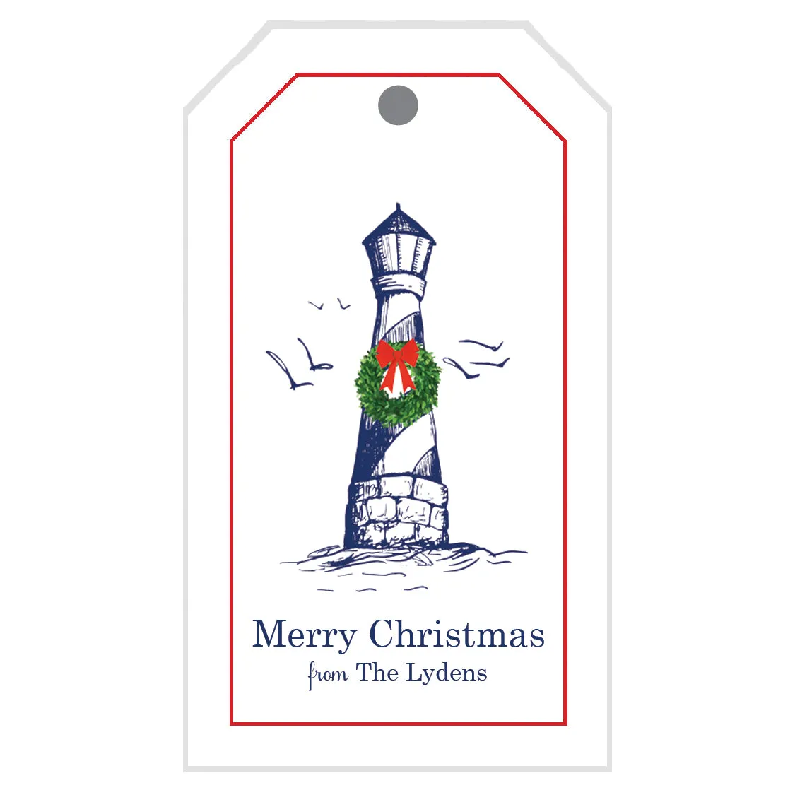 Christmas Lighthouse Personalized Holiday Gift Tags