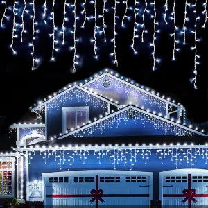 classic 33ft 400 LED Outdoor String Lights White Fairy Lights Led Icicle Christmas Lights Plug-in for Christmas Party, Holiday, Wedding Decorations (Cool White) White White