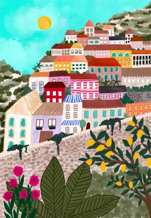 Colourful Village Art Print