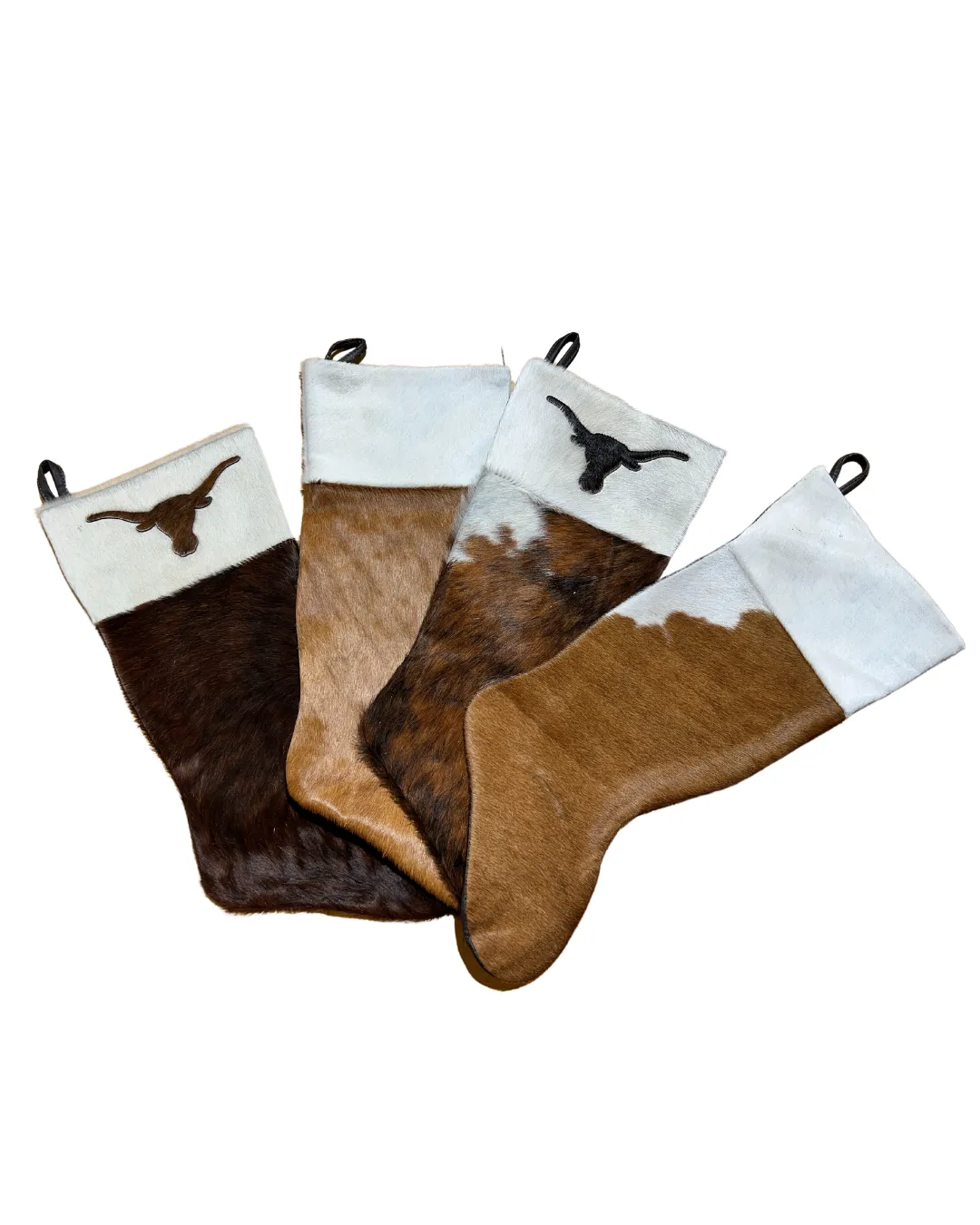 Cowhide Christmas Stocking - Tricolor & White - Large