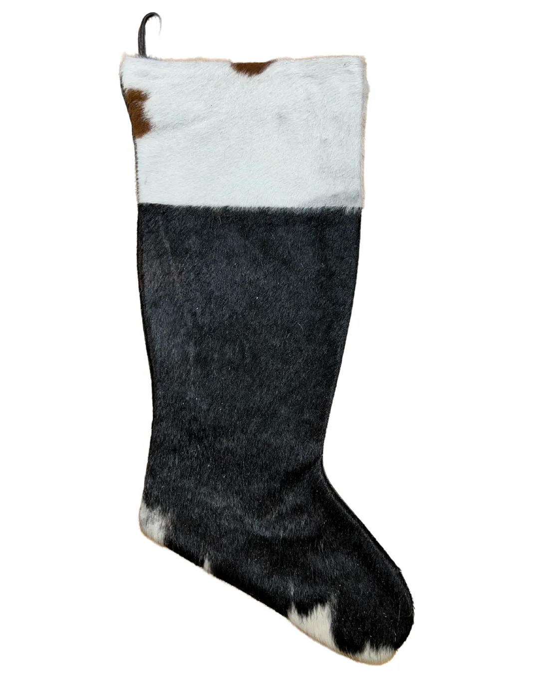 Cowhide Christmas Stocking - Tricolor & White - Large