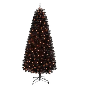 cozy SHareconn 6ft Prelit Premium Artificial Hinged Christmas Tree with Pre-lit 250 Warm White Lights, 785 Branch Tips and Foldable Stand, Perfect Choice for Xmas Decoration, Green Black 4 ft