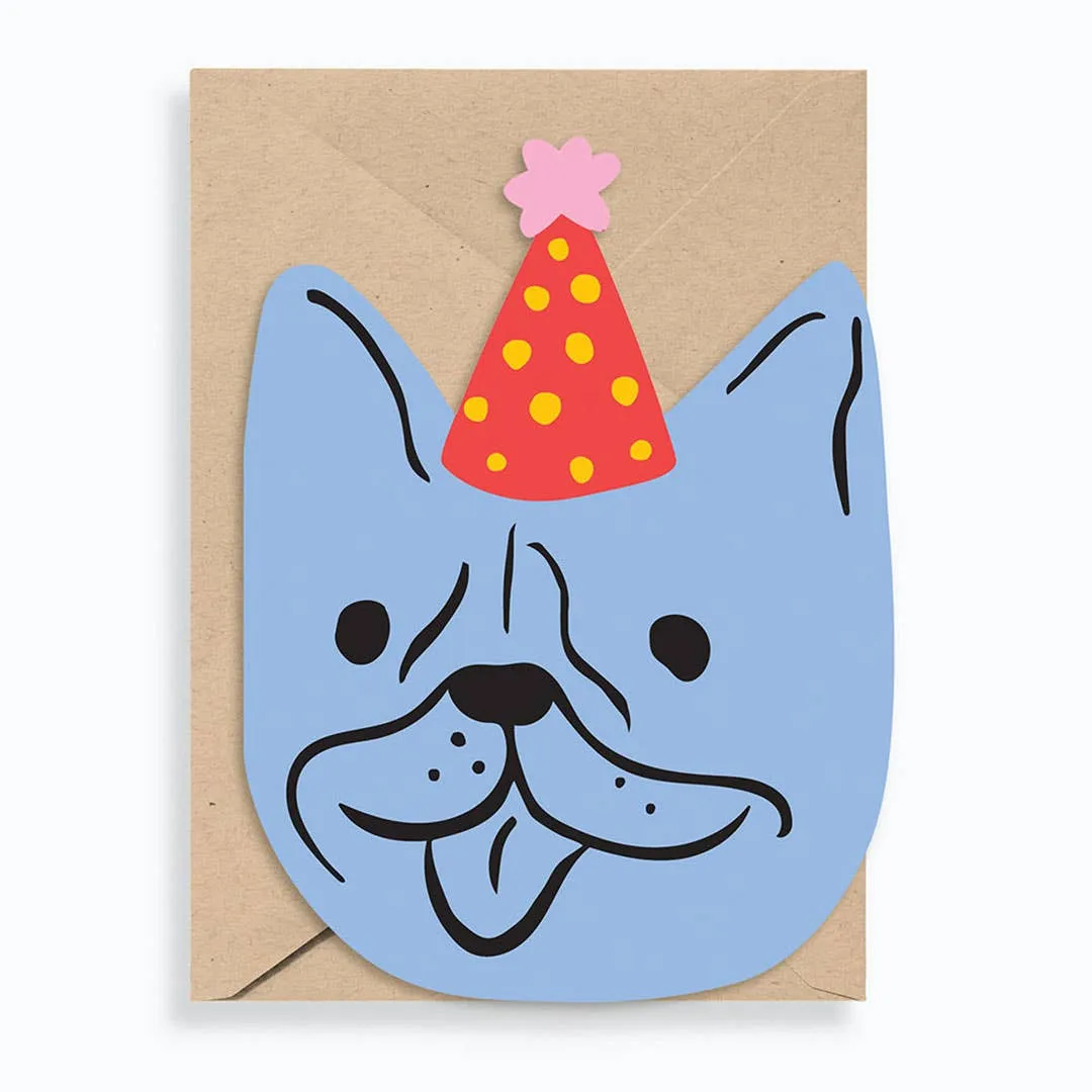 Die Cut Party Hat Dog Birthday Card