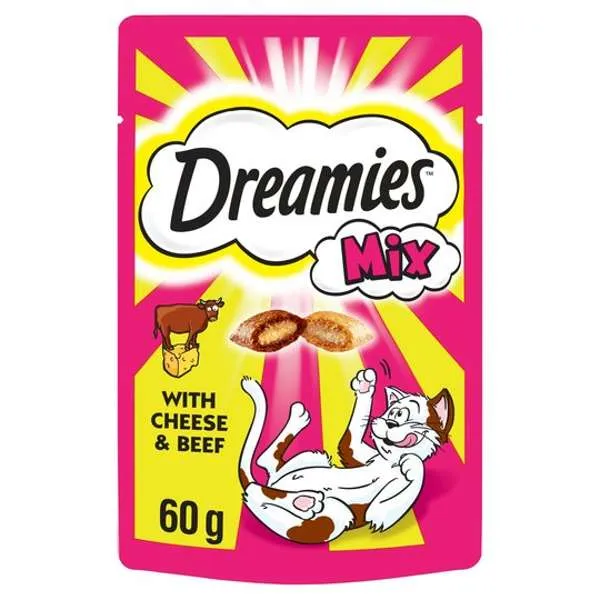 Dreamies Cat Treat Mix Cheese & Beef 60g - Case of 8