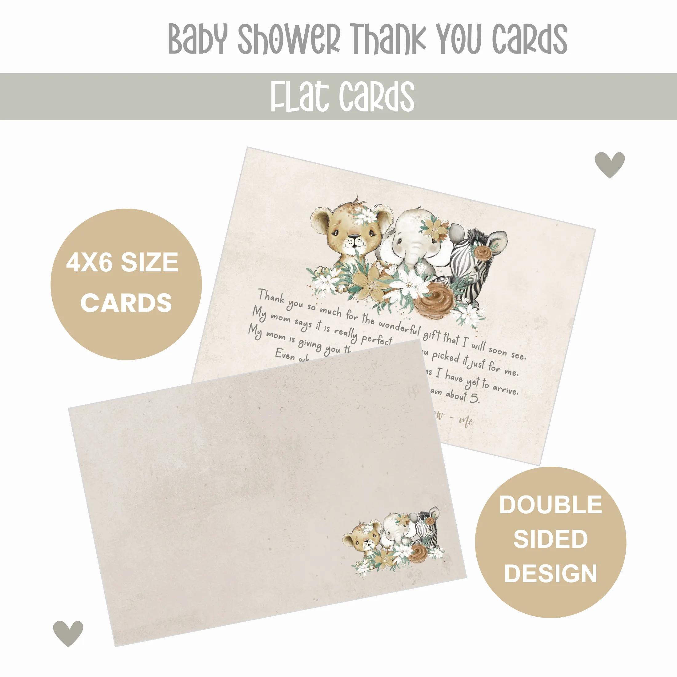 Flora Jungle Baby Shower Thank You Cards for Girls – Notecards with Envelopes (Pack of 25)