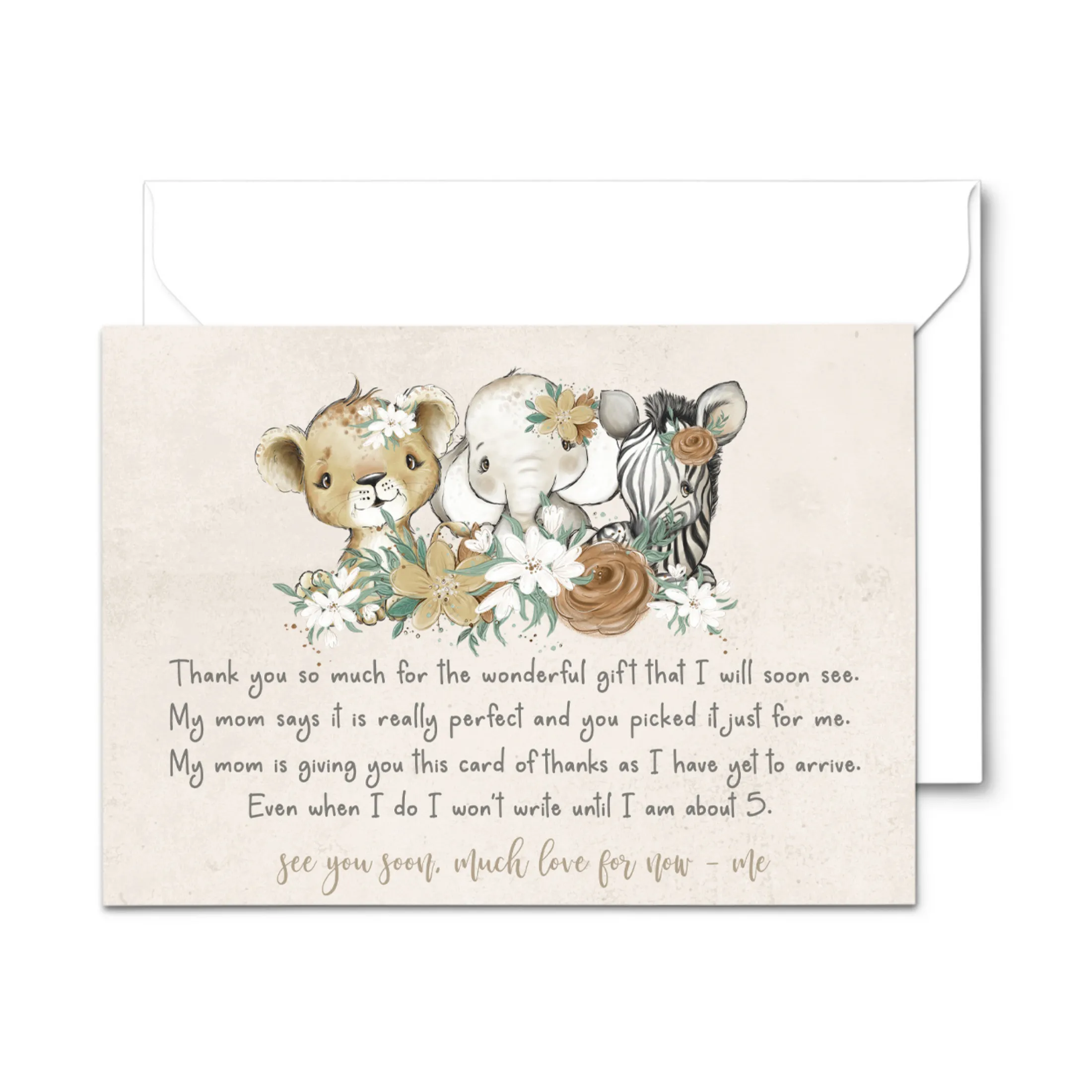 Flora Jungle Baby Shower Thank You Cards for Girls – Notecards with Envelopes (Pack of 25)