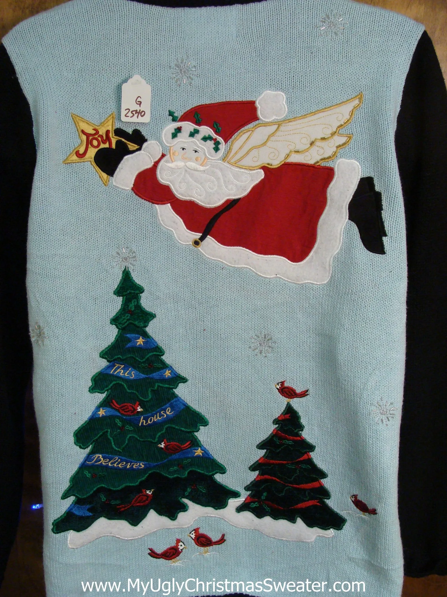 Flying Santa 2sided Light Up Cheesy Christmas Sweater