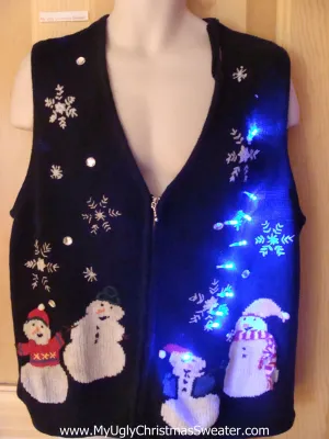 Funny Christmas Sweater Snowman Vest with Lights