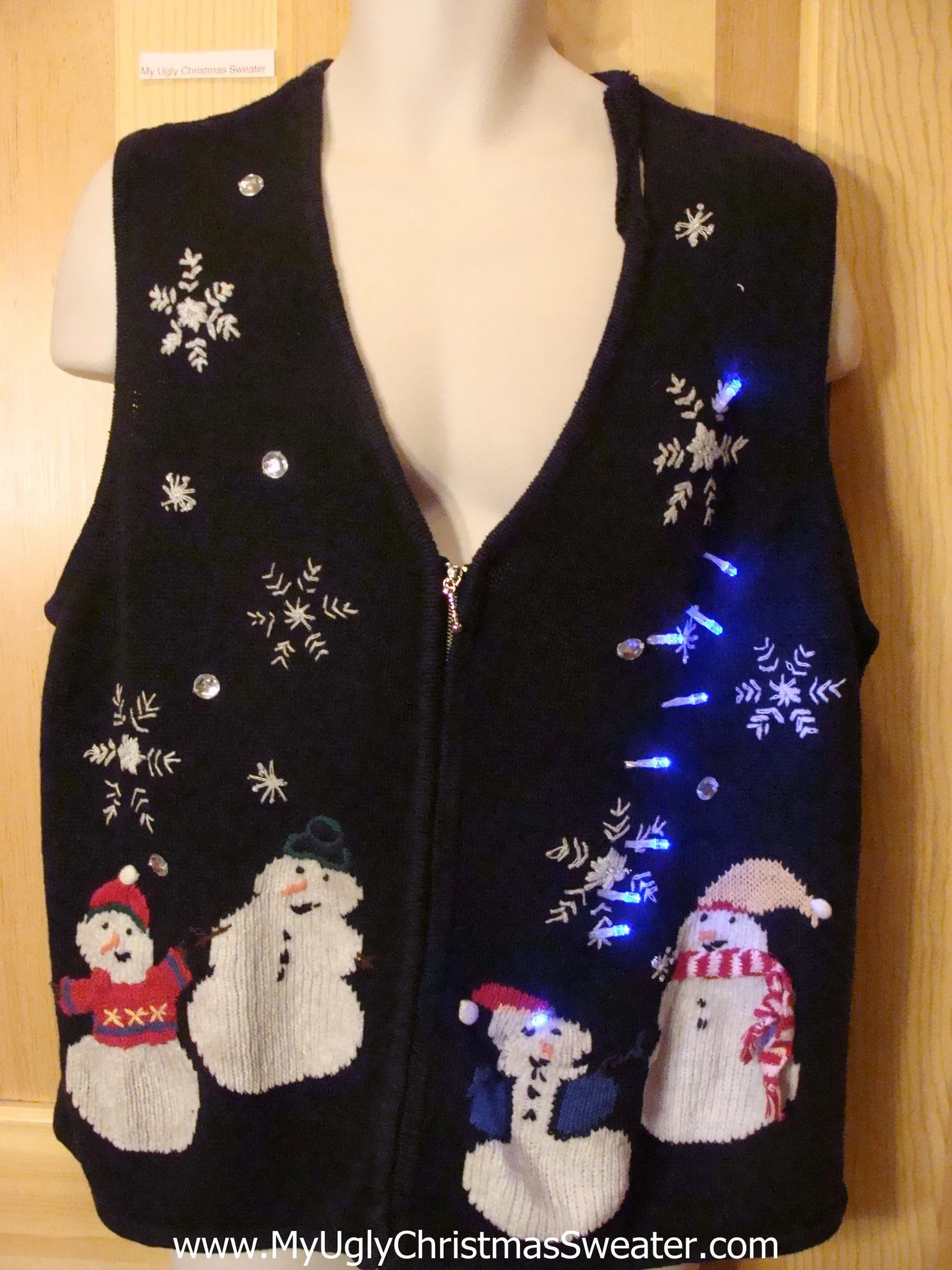 Funny Christmas Sweater Snowman Vest with Lights