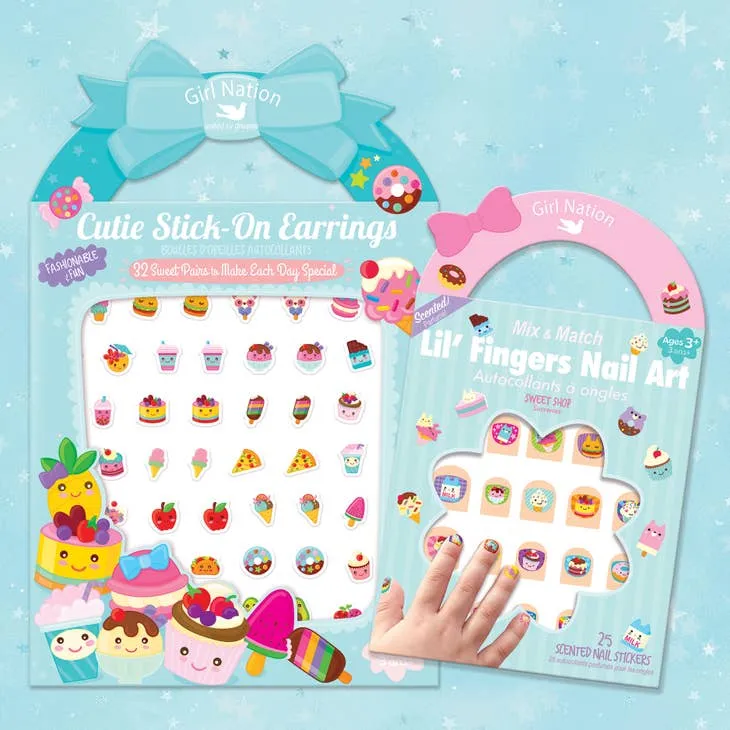 Girl Nation Cutie Stick-On Earring and Nail Sticker Set