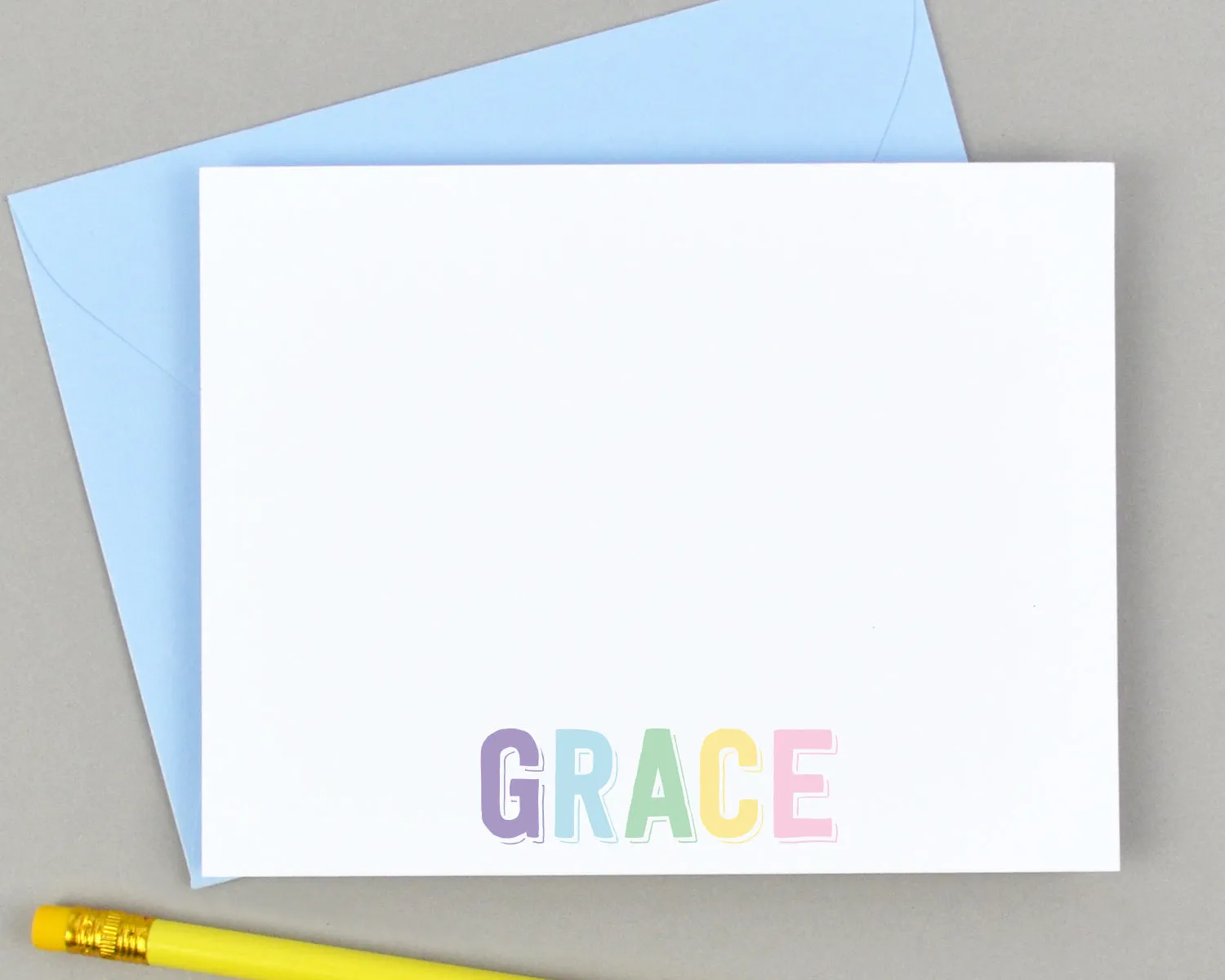 Girls Personalized Rainbow Name Stationery for Kids